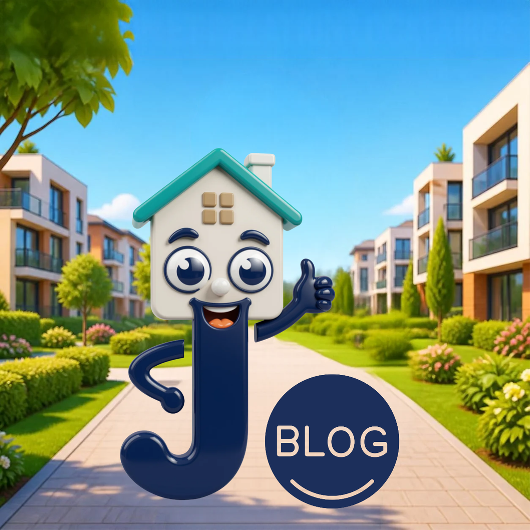 Ordinateur portable affichant un blog immobilier.