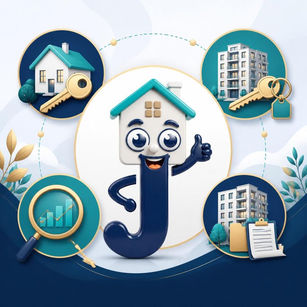 Immeubles résidentiels illustrant différents services immobiliers.